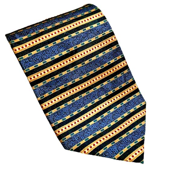 x'Andrini Blue Black Tie Silk Striped Necktie 3.75 X 57 Inches - Picture 1 of 2